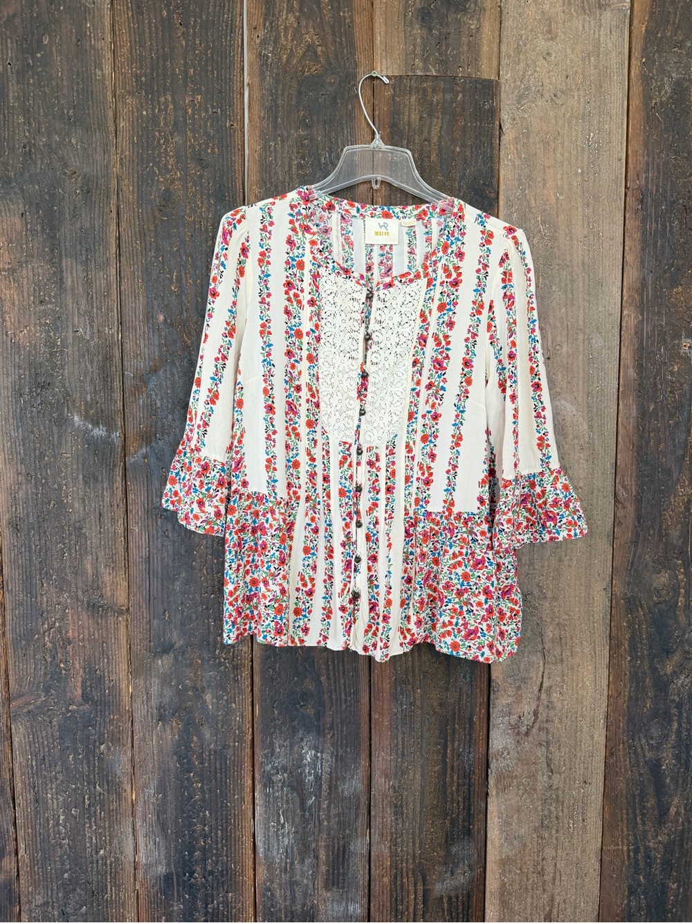 Anthropologie Maeve Hiver Floral
Print Lace Peasant Blouse - Picture 3 of 9
